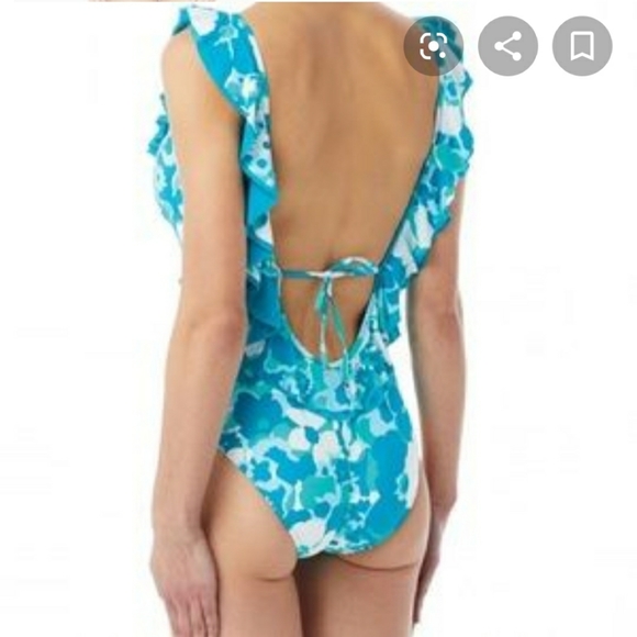 New Michael Kors Aqua/White Ruffle ScoopBa… - Picture 3 of 7